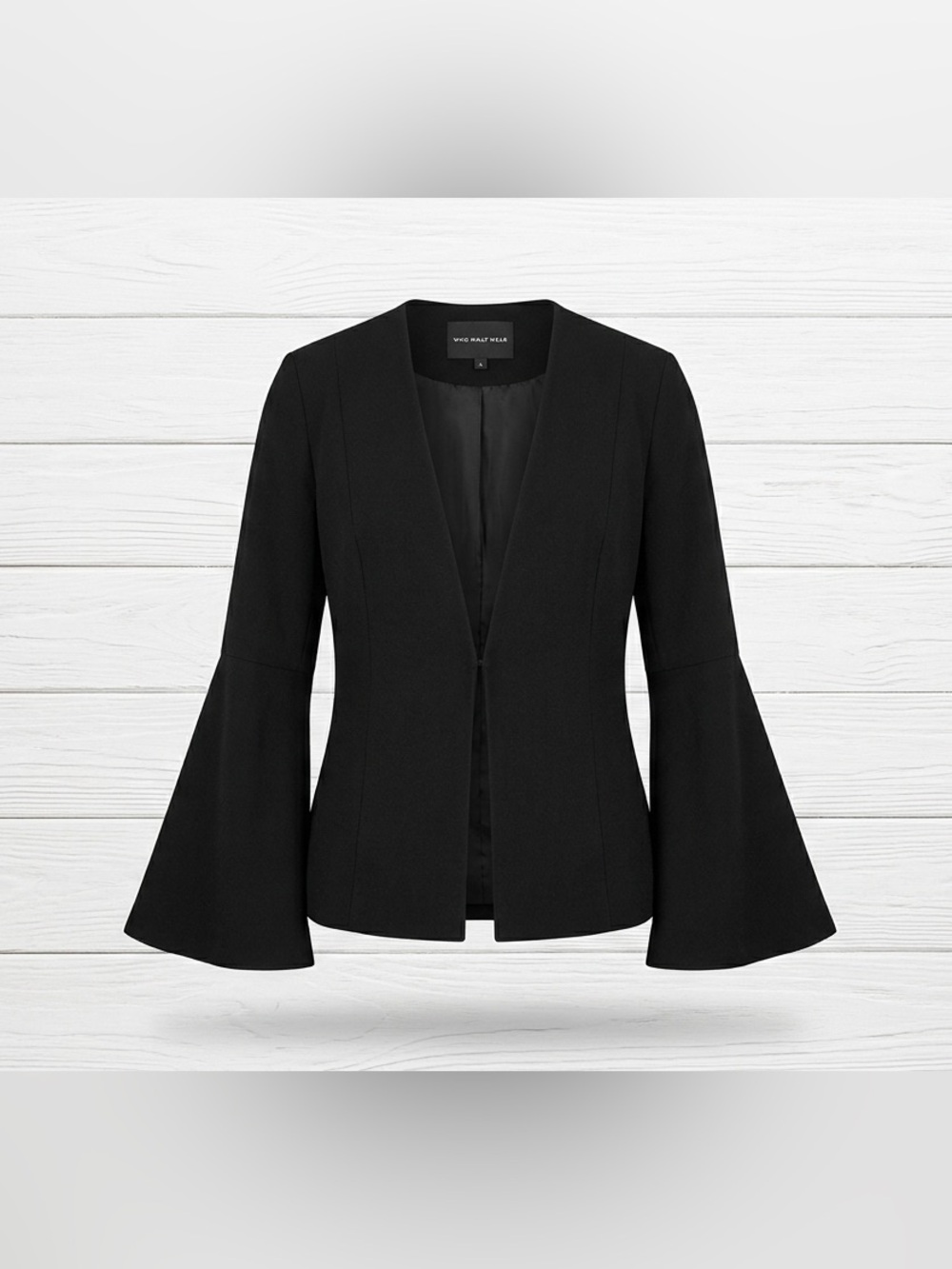 Who What Wear Women’s Black Bell Sleeve Blazer Jacket Collarless Large EUC Lined